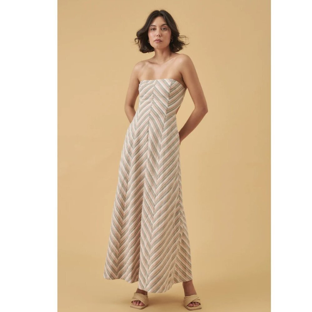 MON RENN EUPHORIA STRAPLESS DRESS - CHEVRON STRIPE - Picture 4 of 7